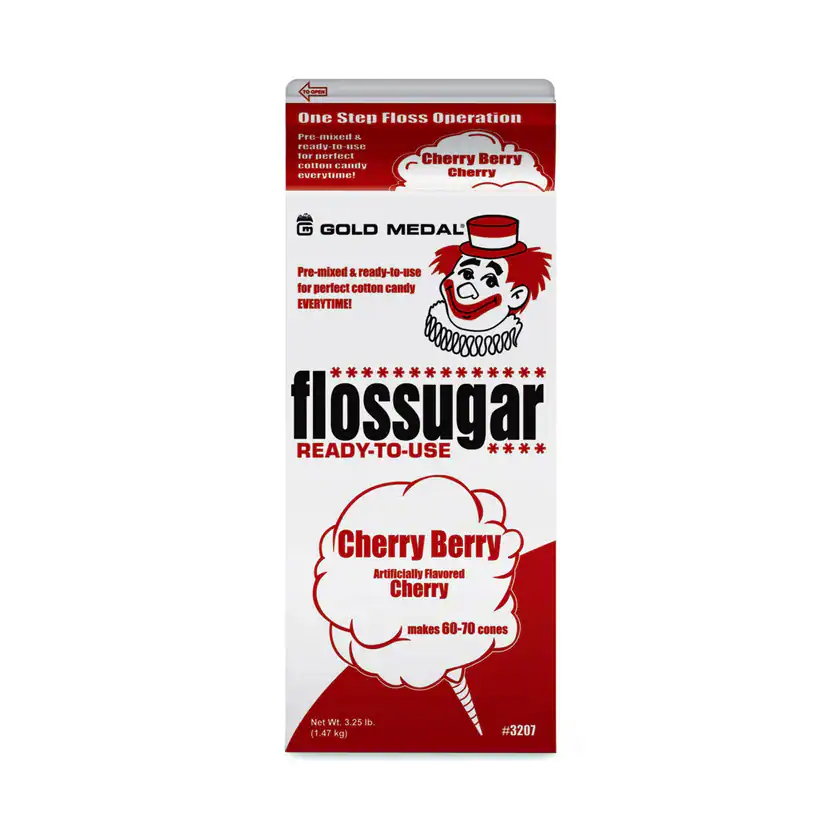 Red Cherry Cotton Candy Flossugar - 3.25 lb Carton
