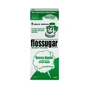 Green Sassy Apple Cotton Candy Flossugar - 3.25 lb Carton